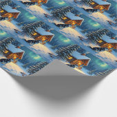 Siberian Husky Snowy Cabin Christmas Painting Geschenkpapier (Ecke)