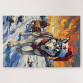 Siberian Husky Soviet Style Christmas Log Pull Hat Puzzle (Horizontal)