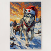 Siberian Husky Soviet Style Christmas Log Pull Hat Puzzle (Vertikal)
