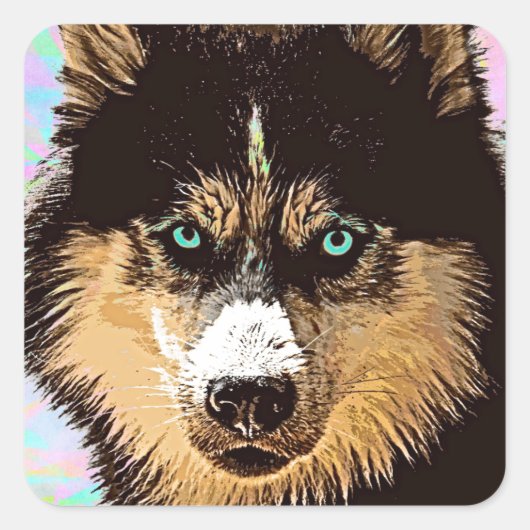 Siberian Husky Square Sticker (Vorderseite)