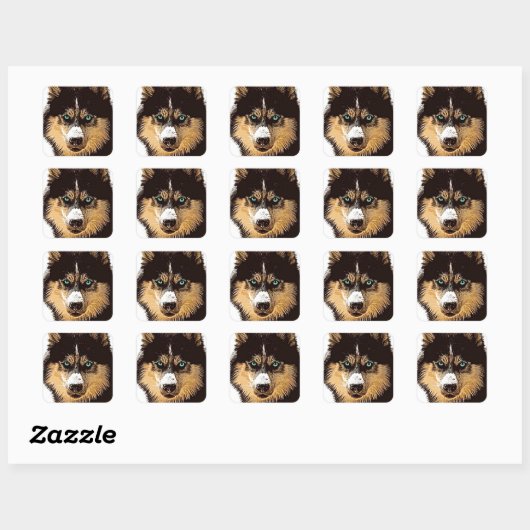 Siberian Husky Square Sticker (Blatt)