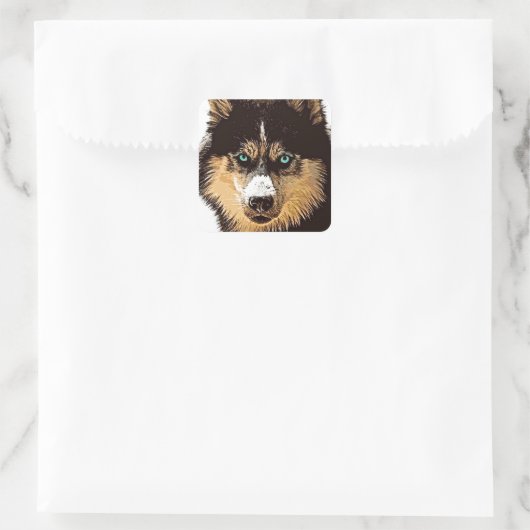 Siberian Husky Square Sticker (Tasche)