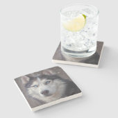 Siberian Husky Steinuntersetzer (Seitenansicht)