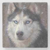 Siberian Husky Steinuntersetzer (Vorderseite)