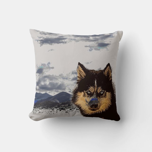 Siberian Husky Throw Kissen (Vorderseite)