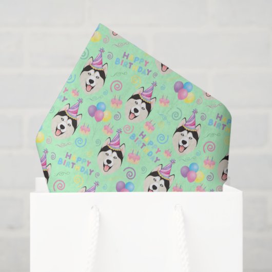 Siberian Husky Tissue Paper in Green Seidenpapier (Geschenk Tasche)