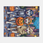 Siberian Husky Trick-or-Treating Halloween Costume Fleecedecke (Vorderseite (Horizontal))