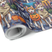 Siberian Husky Trick-or-Treating Halloween Costume Geschenkpapier (Rolleneckpunkt)
