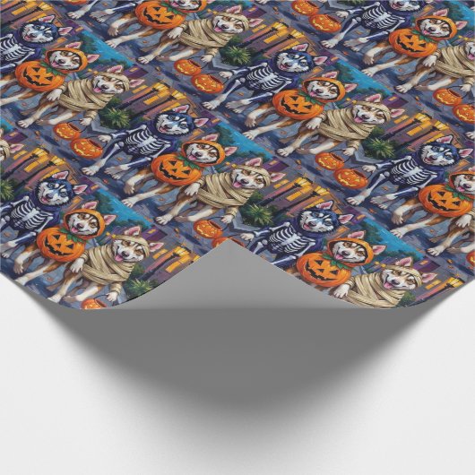 Siberian Husky Trick-or-Treating Halloween Costume Geschenkpapier (Ecke)