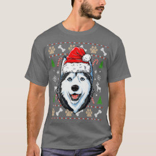 Siberian Husky Ugly Weihnachts-Weihnachtsmannmütze T-Shirt