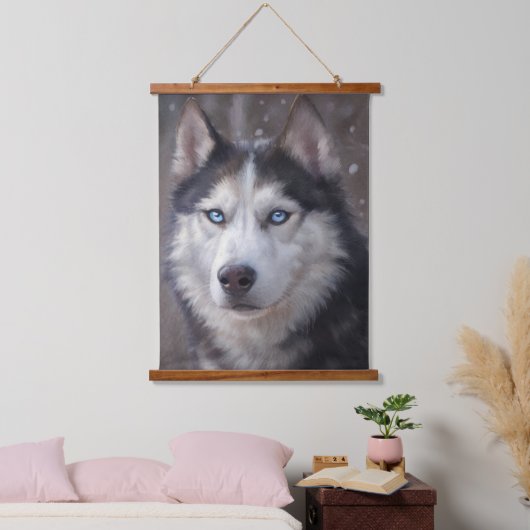Siberian Husky Wandteppich Mit Holzrahmen (Schlafzimmer)