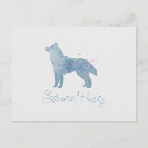 Siberian Husky Watercolor Design Postkarte