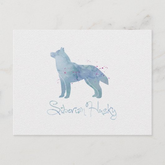 Siberian Husky Watercolor Design Postkarte (Vorderseite)