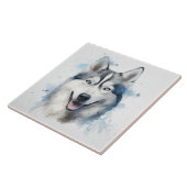 Siberian Husky Watercolor Fliese (Seite)