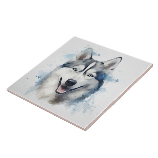 Siberian Husky Watercolor Fliese (Seite)