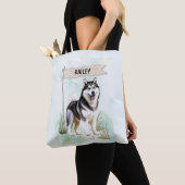 Siberian Husky Watercolor Personalized Dog Tasche (Von Nahem)