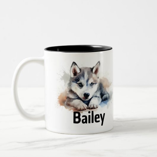 Siberian Husky Watercolor Tasse (Links)