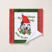Siberian Husky Weihnachten Badhandtuch Set (Waschlappen)