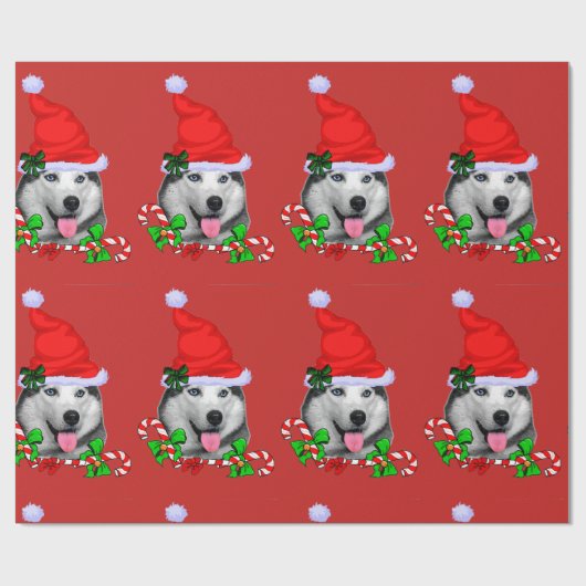 Siberian Husky Weihnachten Geschenkpapier (Flach)