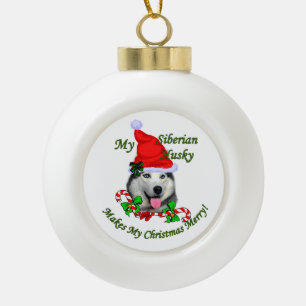 Siberian Husky Weihnachten Keramik Kugel-Ornament