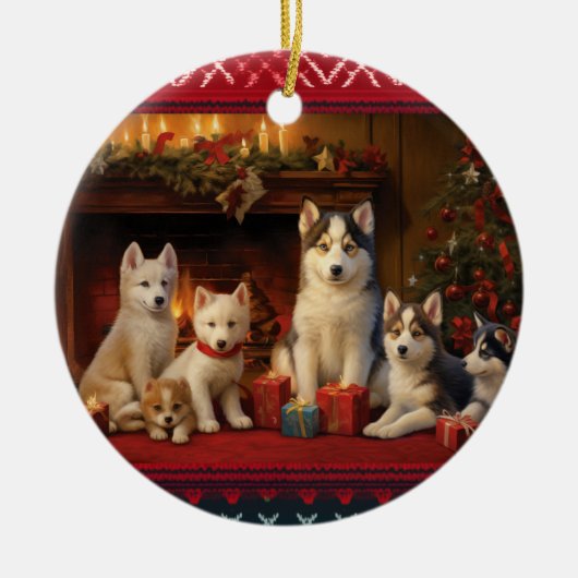 Siberian Husky Weihnachten Keramik Ornament (Vorne)