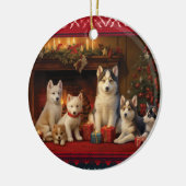 Siberian Husky Weihnachten Keramik Ornament (Links)