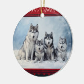 Siberian Husky Weihnachten Keramik Ornament (Links)