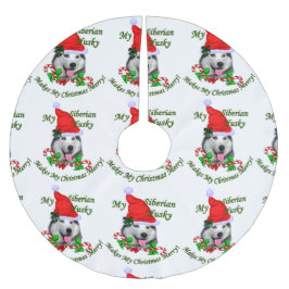Siberian Husky Weihnachten Polyester Weihnachtsbaumdecke