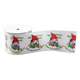 Siberian Husky Weihnachten Ripsband