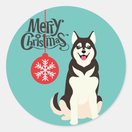 Siberian Husky Weihnachten Runder Aufkleber (Vorderseite)