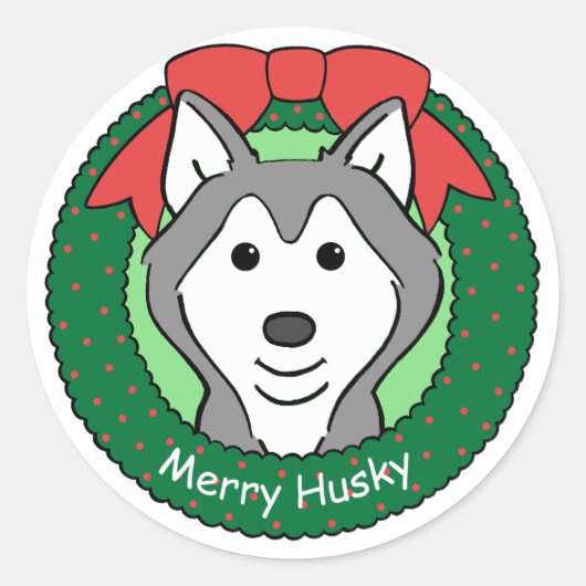 Siberian Husky Weihnachten Runder Aufkleber (Vorderseite)