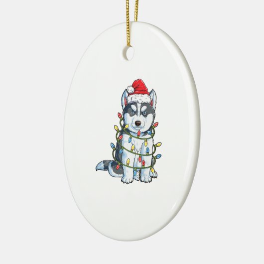 Siberian Husky Weihnachtsbaum Lichter Weihnachten  Keramik Ornament (Links)