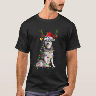 Siberian Husky Weihnachtsbaum Lichter Weihnachten T-Shirt