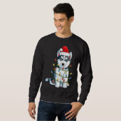 Siberian Husky Weihnachtsbaum Lichter Xmas B Sweatshirt (Vorne ganz)
