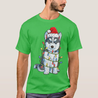 Siberian Husky Weihnachtsbaum Lichter Xmas Bo T-Shirt
