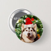 Siberian Husky Weihnachtsbaum Ornamente Schneemann Button (Vorne & Hinten)