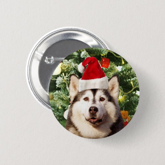 Siberian Husky Weihnachtsbaum Ornamente Schneemann Button (Vorne & Hinten)