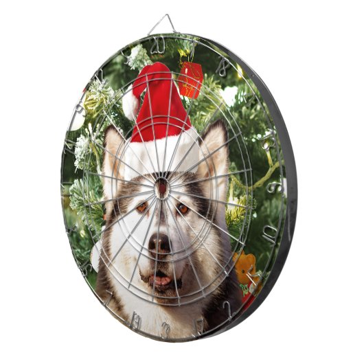 Siberian Husky Weihnachtsbaum Ornamente Schneemann Dartscheibe (Vorderseite rechts)