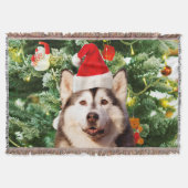 Siberian Husky Weihnachtsbaum Ornamente Schneemann Decke (Vorderseite)