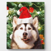 Siberian Husky Weihnachtsbaum Ornamente Schneemann Fotoplatte (Vorderseite)