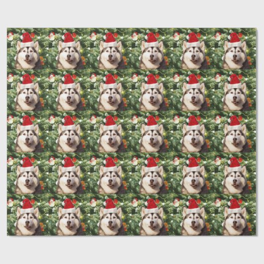 Siberian Husky Weihnachtsbaum Ornamente Schneemann Geschenkpapier (Flach)
