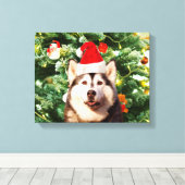 Siberian Husky Weihnachtsbaum Ornamente Schneemann Leinwanddruck (Insitu (Holzboden))