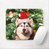 Siberian Husky Weihnachtsbaum Ornamente Schneemann Mousepad (Mit Mouse)