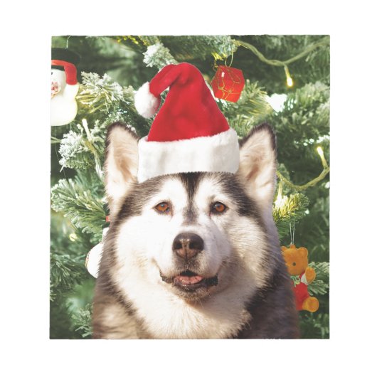 Siberian Husky Weihnachtsbaum Ornamente Schneemann Notizblock (Vorderseite)
