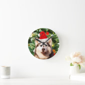 Siberian Husky Weihnachtsbaum Ornamente Schneemann Runde Wanduhr (Zuhause)