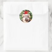 Siberian Husky Weihnachtsbaum Ornamente Schneemann Runder Aufkleber (Tasche)