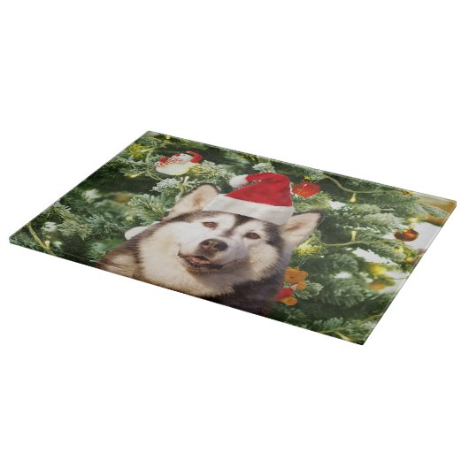 Siberian Husky Weihnachtsbaum Ornamente Schneemann Schneidebrett (Ecke)