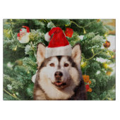Siberian Husky Weihnachtsbaum Ornamente Schneemann Schneidebrett (Vorderseite)