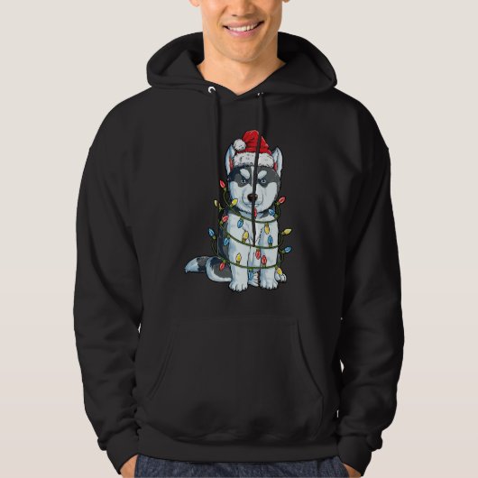 Siberian Husky Weihnachtsfeier Weihnachtsmannmütze Hoodie (Vorderseite)