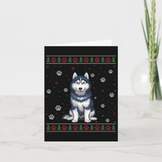 Siberian Husky Weihnachtskraut Xmas Haustier D Karte (Vorderseite)